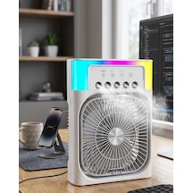 Su Püskürtmeli Mini Klima Fan Usb Şarjlı Masaüstü Soğutucu Rgb Işıklı Çok Renkli