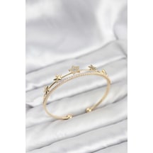 Yıldız Model Gold Renk Pirinç Kadın Bileklik Çok Renkli