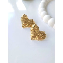 Çelik Gold Fashion Kalp Kadın Küpe Sevgililer Günü Hediyesi Altın