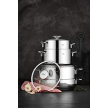 Taç Bengü Pro 8 Parça Çelik Tencere Seti Metal Sap-8091