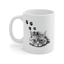 Kedi Temalı Bardak Kupa Beyaz Beyaz