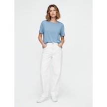 Ltb Bisiklet Yaka Relaxed Fit Mavi T-shırt Mid Indigo