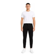 Hzr Wear Erkek Jogger Pantolon Esnek Kumaş Likralı Slim Fit Bağcıklı Siyah