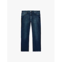 Koton Normal Bel Cepli Pamuklu Straight Fit Jean Pantolon - Mark Jean Koyu İndigo 7wam40391nd
