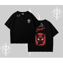 Tarzsokak Gotik Kedi Arka Baskılı Oversize Tshirt Siyah