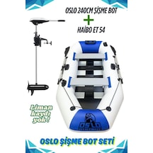 Oslo Fishing Team 2.40mt Mavi Beyaz Şişme Bot Haibo Et-54 Deniz-göl Bot Seti