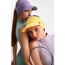 Uv Korumalı Katlanır Üstü Açık Yumuşak Siperli %100 Pamuklu Penye Tenis Vizör Şapka 2'li Set - Tek Ebat / Lila - Sarı Lila - Sarı