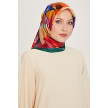 Armine İpek Eşarp 2025 Kış - 9205-57 Twill - Yeşil Bordo