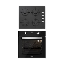 Silverline BO6502B02 - CS5335B01 Siyah Cam Ankastre Set