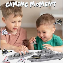 Oyuncak Uçaklı Savaş Gemisi Askeri Kruvazör 9 Parça Uçak Fırlatır Gemi Destroyer Kruvazör Jet Uçağı