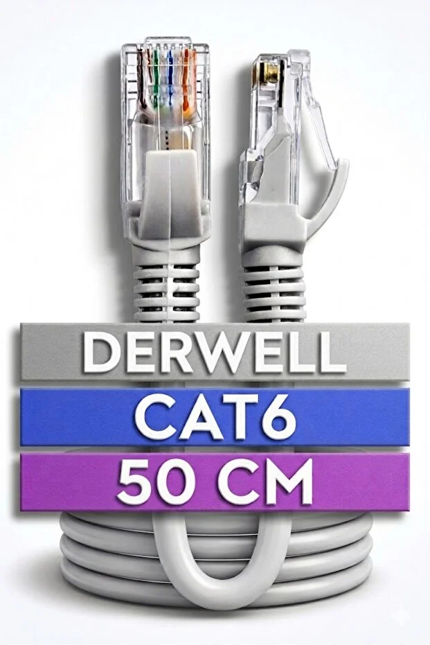 50 Cm Cat6 Lan Fabrikasyon Internet Data Kablosu Ethernet Modem Rj45 Uçlu Jacklı Network Adsl Kablo