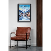Chamonix France Siyah Çerçeveli Poster Tablo