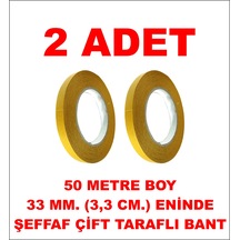 Çift Taraflı Şeffaf Bant 50 M. 33 Mm 2 Adet
