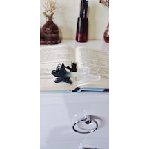 Reçine Kitap Ayracı, El Yapımı, Şeffaf Ve Koyu Mavi Renk, Püsküllü, Dekoratif Okuma Aksesuarı