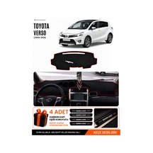 Toyota Verso 2009-2018 Uyumlu Torpido Örtüsü, Torpido Kılıfı - Siyah-kırmızı - To024
