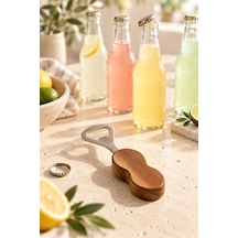 Bambu Saplı Şişe Açacağı Paslanmaz Çelik Uçlu Ergonomik Kapak Açıcı Kahverengi - 919952908 Kahverengi