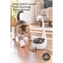 10 Adet Kuğu Şekilli Lazerli Kedi Oyuncağı Mama Bölmeli