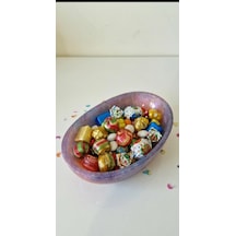 El Yapımı Reçine Şekerlik, Oval Kase, Mor Simli, Dekoratif Sunum Kasesi