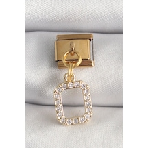 Buğz 316l Çelik Gold Renk Sallantı Kare Zirkon Taşlı Nomination Charm Diğer