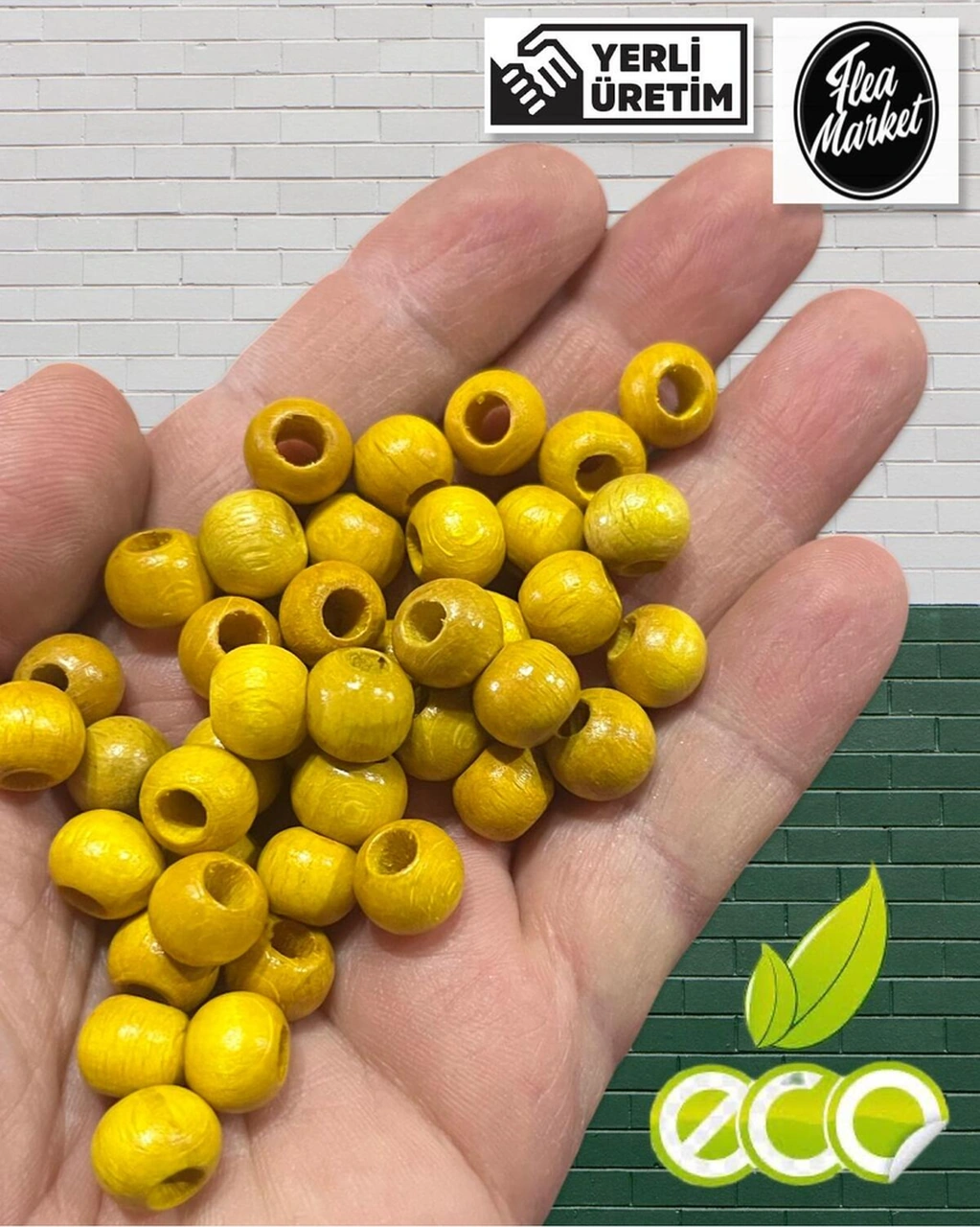 Ahşap Boncuk 10 Mm 100 Gr Ort 250 - 300 Adet Sarı
