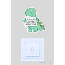 Lütfen Zile Basmayınız Bebek Uyuyor Yavru Dinazor Tasarım Sticker Kapı Zili Etiketi Mint Yeşili