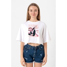 My Hero Academi Uravity Minimal Beyaz Kadın Crop Tshirt Beyaz