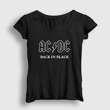 Presmono Kadın Back In Black Cover Ac/dc T-shirt Siyah