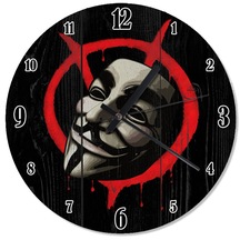 Ahşap Zeminde V For Vendetta Maske Ve Işareti Duvar Saati