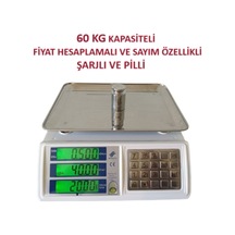60 Kg Terazi-fiyat Hesaplamalı-sayım Özellikli-pilli Ve Şarjlı