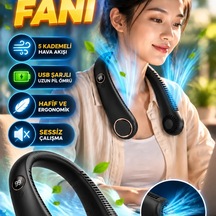 5 Kademeli Usb Şarjlı Boyun Fanı Hafif, Ergonomik Ve Sessiz Tasarım