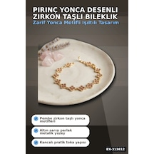 Pirinç Yonca Desenli Zirkon Taşlı Kadın Bileklik - Tekli Paket, Rengi Zarif Aksesuar Bx-313612 Çok Renkli