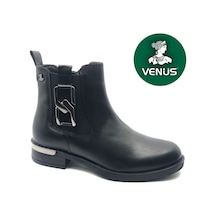 Venüs Apricus Hakiki Deri Düz Kaymaz Taban Ortopedik Kadın Bot Siyah