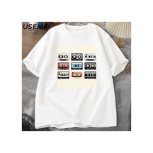 Tarzsokak Kaset Müzik Eski Okul T-shirt Çalma Listesi Dijital Tshirt Pamuk Kısa Kollu Yuvarlak Boyun Te 2892 Beyaz