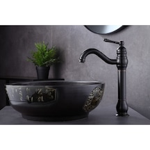 İsaoğlu Yapı Siyah Çanak Lavabo Bataryası Polina Çanak Musluğu Country Design Siyah Lavabo Bataryası Siyah
