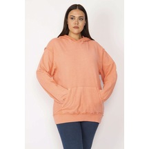 Şans Kadın Turuncu Kapşonlu Kanguru Cepli Sweatshirt 65n29634-oranj Turuncu