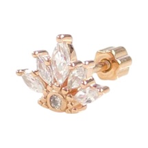 Taç Gümüş Tragus Pıercıng - Rose Bakır Beyaz