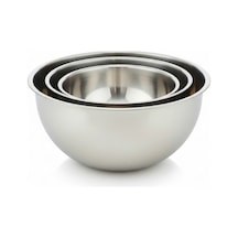 Mybru 430 Paslanmaz Çelik Karıştırma Kabı 3'lü Set 29 25 21 Cm Çırpma Yoğurma Hamur Salata Pişirme K Metalik Gri