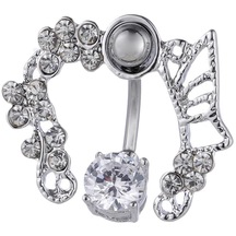 Dolıty Zirkon Göbek Halkası Belly Button Body Piercing Gümüş Gümüş