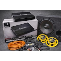 Soundmax Takım Set 30cm Subwoofer Dıamond 4 Kanallı Anfi 16cm Midrange Kablo Seti
