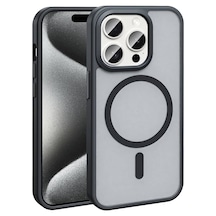Apple, Uyumlu iPhone 15 Pro Max Kılıf M-safe Şarj Özellikli Mat Arka Yüzey Zore Sio Kapak Lacivert