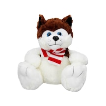 1030 Oturan Husky Atkılı Köpek 30 Cm Gri - Kahverengi