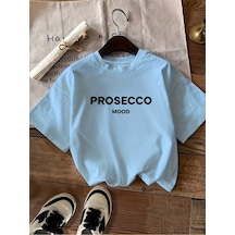 Uyguntarz Unisex Prosecco Baskılı Tasarım Tshirt Bebe Mavisi