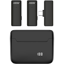 S13 2.4g 2'si 1 Arada Kablosuz Yaka Mikrofonu Canlı Oyun Kayıt Yaka Mini Mikrofonu, Dijital Şarj Kutulu 1 Tip-c Alıcı Ve 2 Mikrofon - Siyah 681400457b