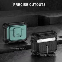 Airpods Uyumlu Pro Tpu + Pc İçin Anahtarlı Darbeye Dayanıklı Kulaklık Koruyucu Kılıf Mor