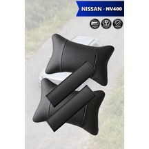 Nissan Nv400 Uyumlu Lüks Siyah Deri Yastık Deri Kemer Koruyucu Set
