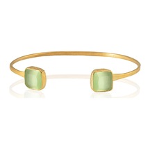 Kadir Jewellery 22 Ayar Altın Kaplama El İşçiliği Zirkon Taşlı Kadın Charm Bileklik Açık Yeşil