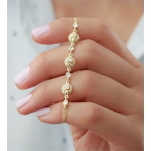 925 Ayar Gold Yuvarlak Zirkon Taşlı Gümüş Bileklik