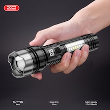 Xo-yh20 1200 Mah Dijital Ekranlı Teleskopik Zoomlu El Feneri Siyah