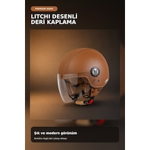 Sw Siyah Deri & Kahve Yarım Açık Kask Kahverengi