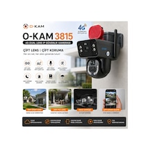 O-kam 3815 4g - Wifi 6mp Dual Lens Güneş Panelli Solar Sirenli Güvenlik Kamerası Siyah - 913352657